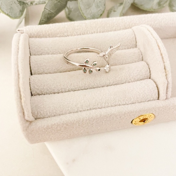 925 Sterling Silver Hummingbird Ring Bird Ring Tree Branch Ring Leaf Ring - Picture 5 of 9